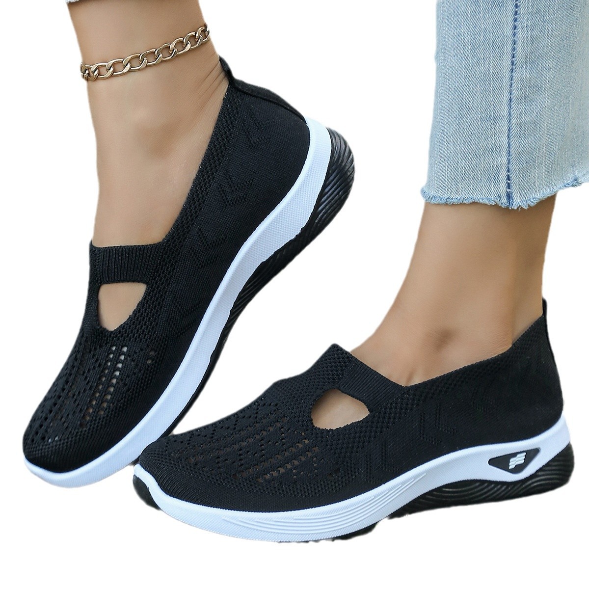 Temu Cross-Border Women's Shoes Casual Shoes Factory Soft Sole Breathable Fashion Mom Shoes Sports Shoes Women's Delivery