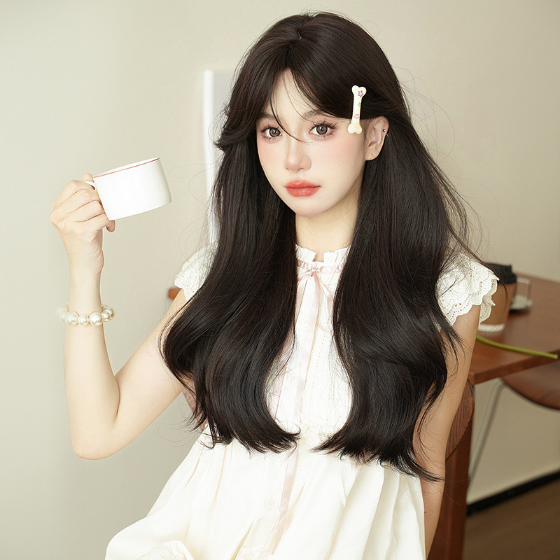 Wig women's long curly hair Big Wave Full top full head cover Chemical Fiber simulation natural hair cover comfortable head cover long hair