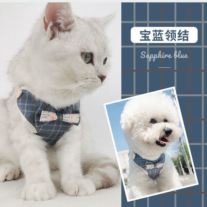 Dog Leash Wholesale Bowknot Plaid Vest-Style Anti-Escape Harness for Cats and Small Dogs Outdoor Pet Harness