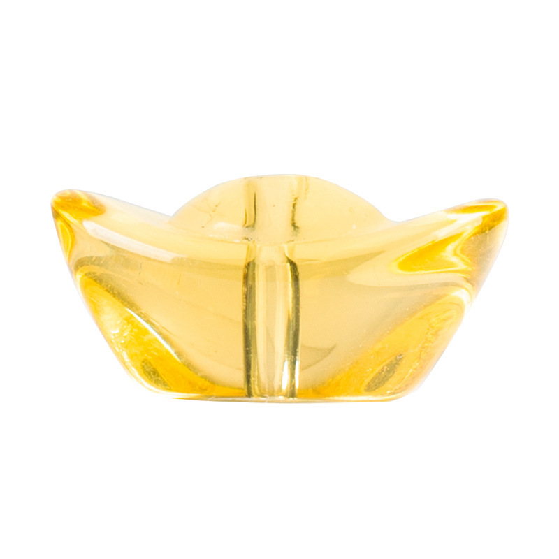 Small gold ingot with holes yellow crystal glass small gold ingot perforated crystal bead curtain lighting with pendant crystal ornaments