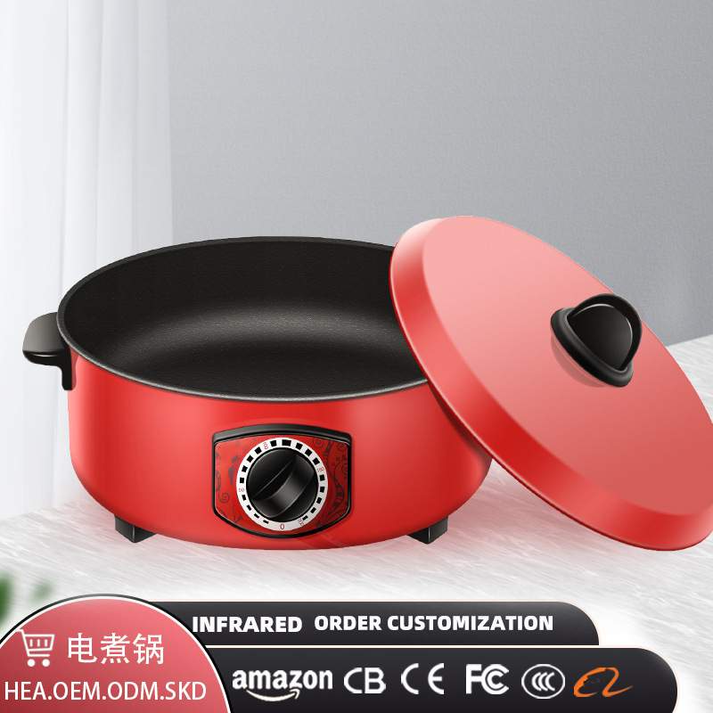 Thai Red Pot 10- 12-14inch Electric Cooking Pot Household Electric Wok Southeast Asia Myanmar Singapore Red Electric Hot Pot