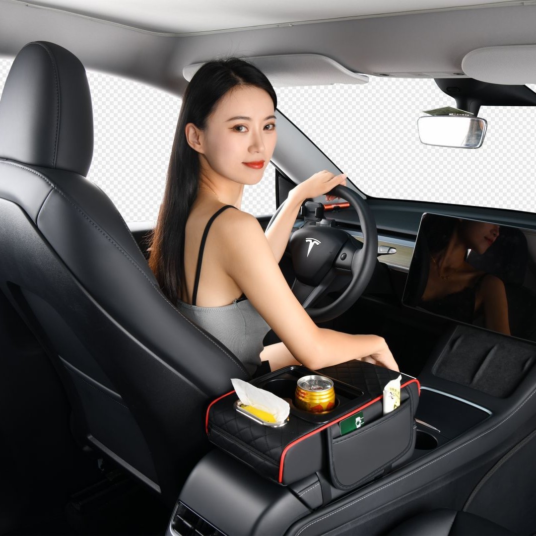 Car armrest box booster pad advanced sense central armrest box multifunctional four-in-one car tissue box water cup holder