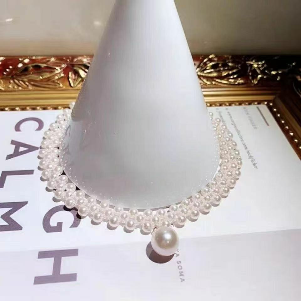 Pearl Braided Choker Necklace 2025 New Japanese and Korean Design Clavicle Chain Fashionable Stylish Summer Women's Model