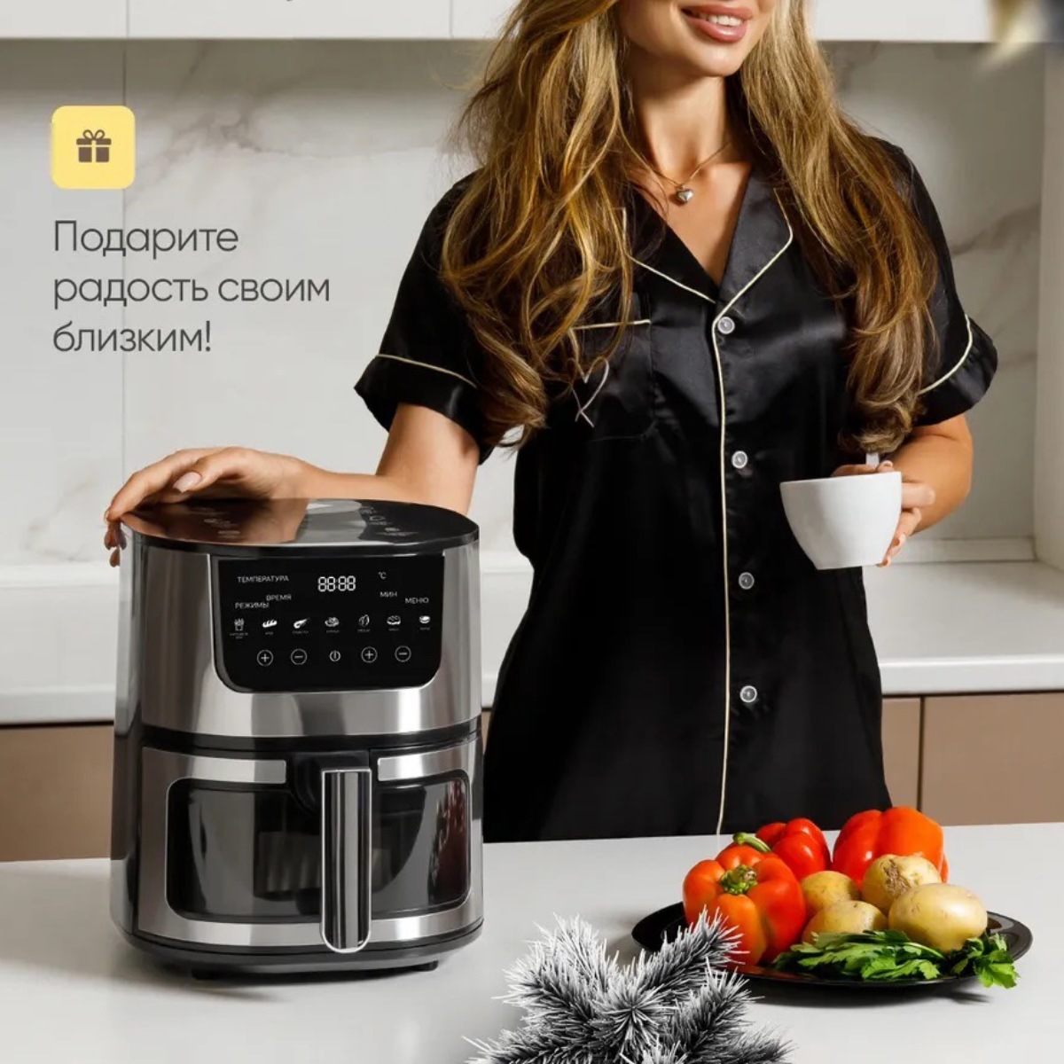 Russian7L air fryer household multifunctional intelligent electric fryer potato chip machine Russia cross-border generation