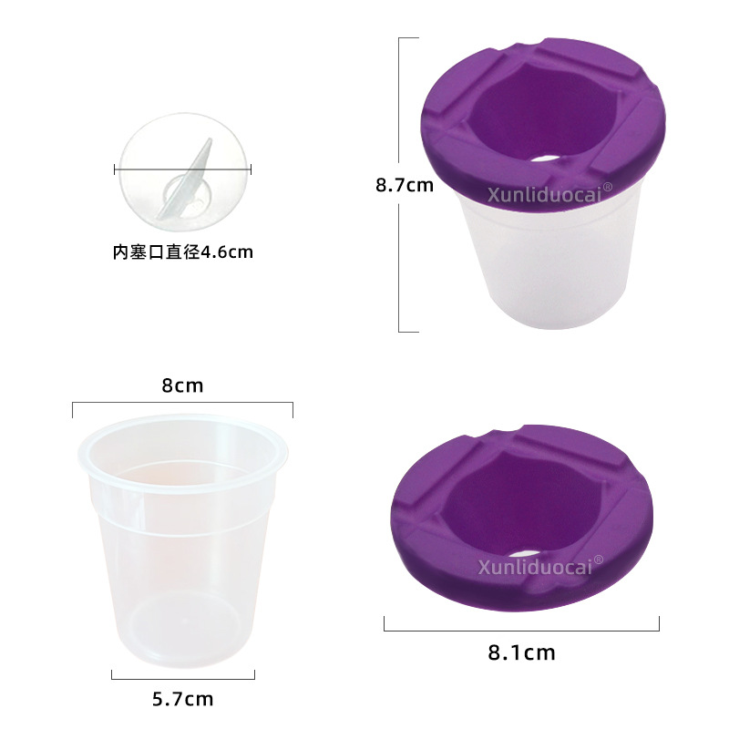Cross-border 10-color plastic anti-pour wash cup children's oil brush graffiti beginner painting brush color mixing factory wholesale