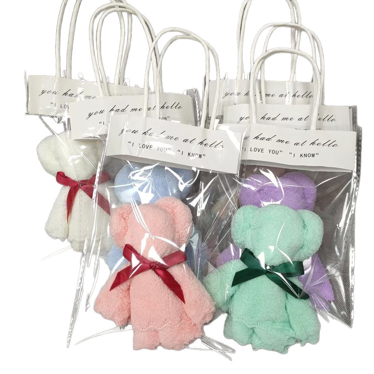 Large and Small Coral Velvet Bear Towels, Gifts, Wedding Celebrations, Floor Promotion Activities, Opening Wholesale Advertising Gifts