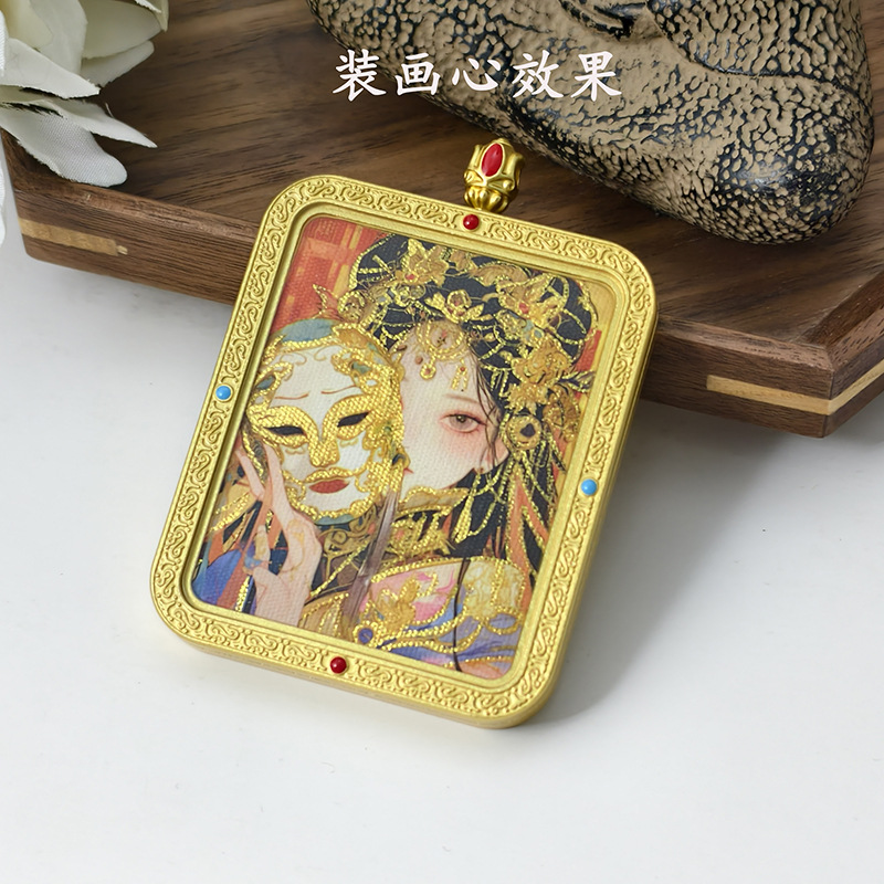 Transparent Double-Sided Thangka Gawu Box Pendant Wutai Mountain Thangka Double-Sided Thangka Replaceable Pattern Pendant Xizang Style Pendant