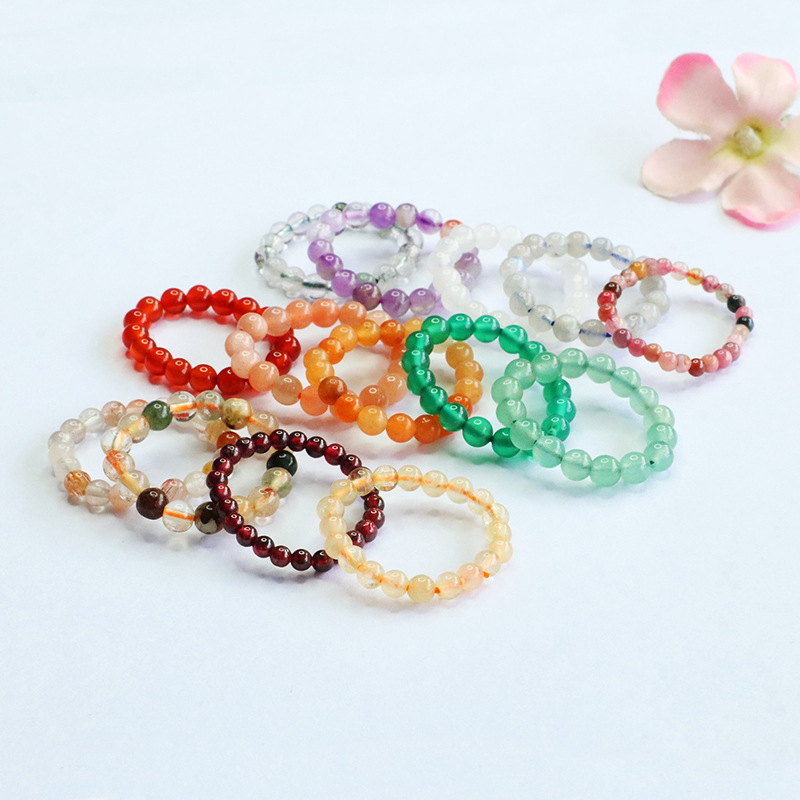 Guan Yu Natural Amethyst Braided Plain Ring Agate Elastic Ring Live Broadcast Temple Wholesale S5082601