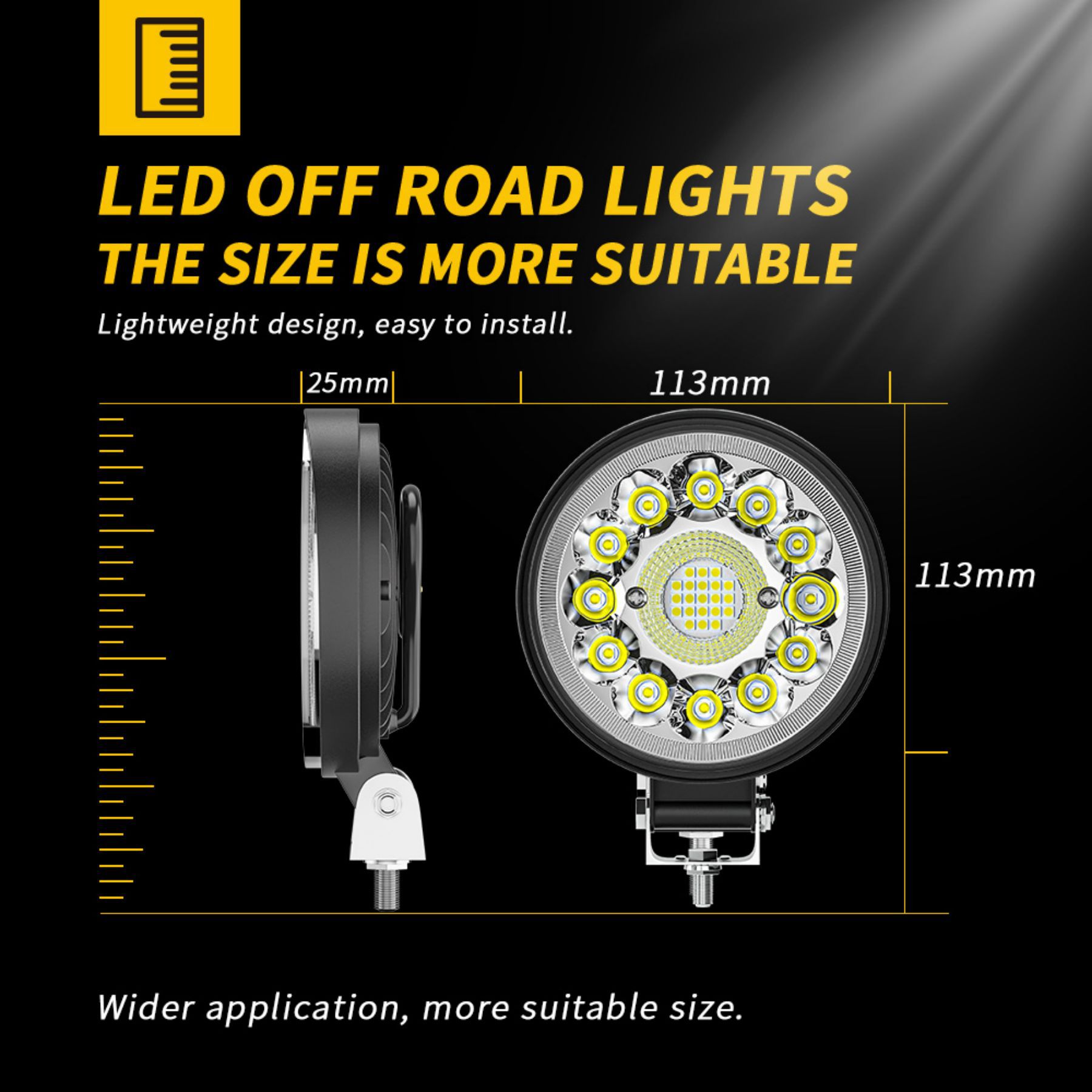 DXZ car LED work light round 4 inch 33LED work light mixed light modified truck headlight spotlight