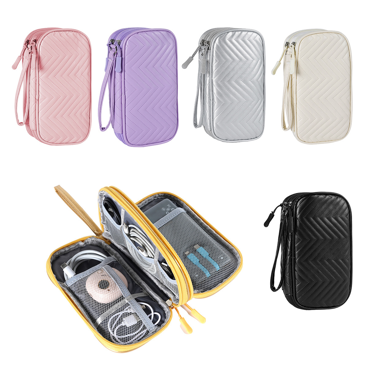 in stock Data Cable Bag Storage Bag Earphone Bag Charger Mobile Phone Bag Clutch Bag U Disk Multifunctional Storage Bag