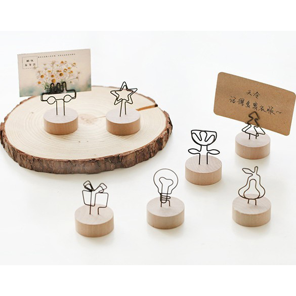 Vintage Log Note Holder Simple Cute Photo Holder Message Note Holder Home Decoration Ornaments opp Bag