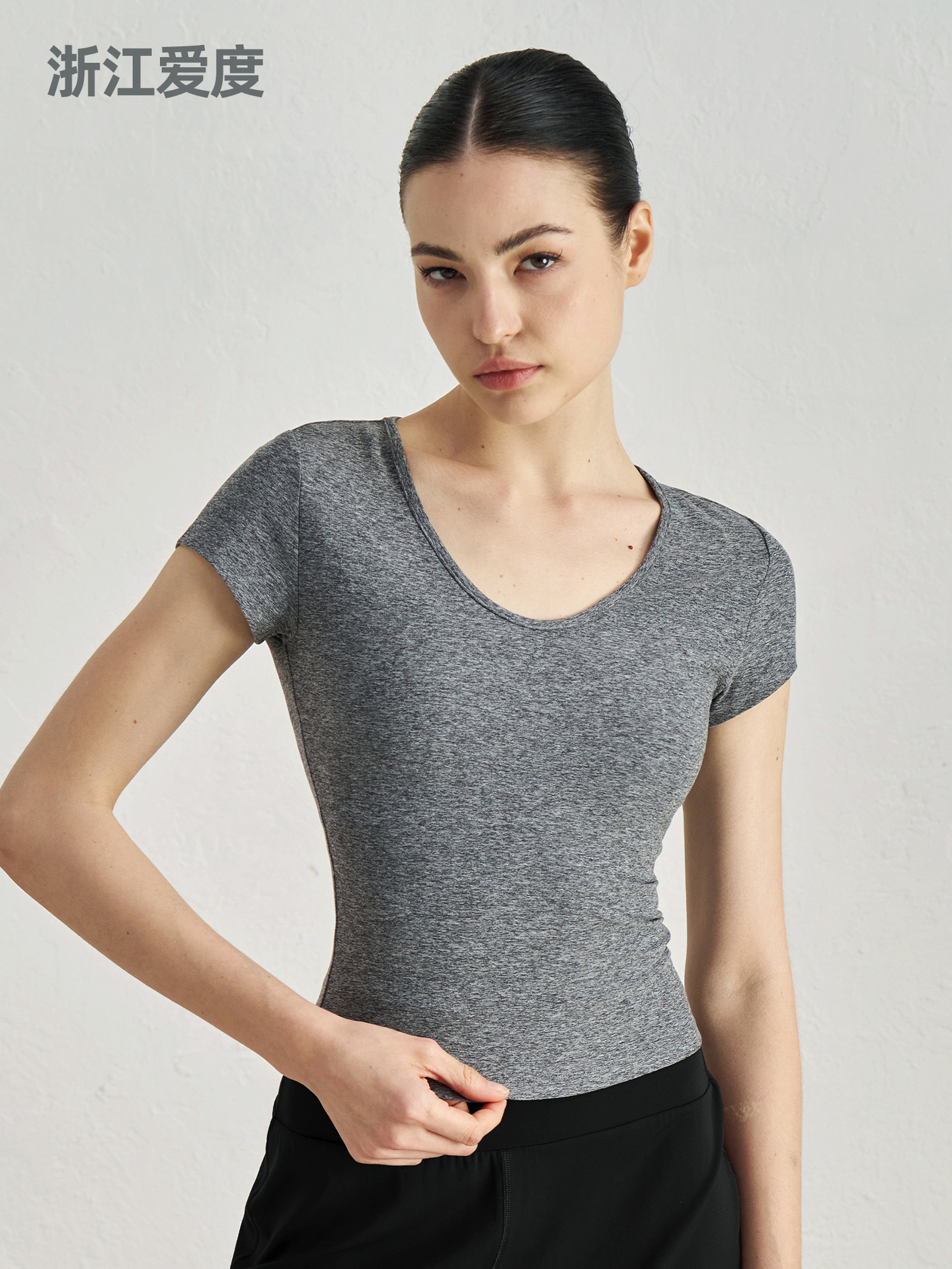 Sun Simple and Comfortable Sports Short-Sleeved Skin-Friendly Naked Casual Yoga Wear High-End Waist Slimming Look Fitness T-Shirt for Women