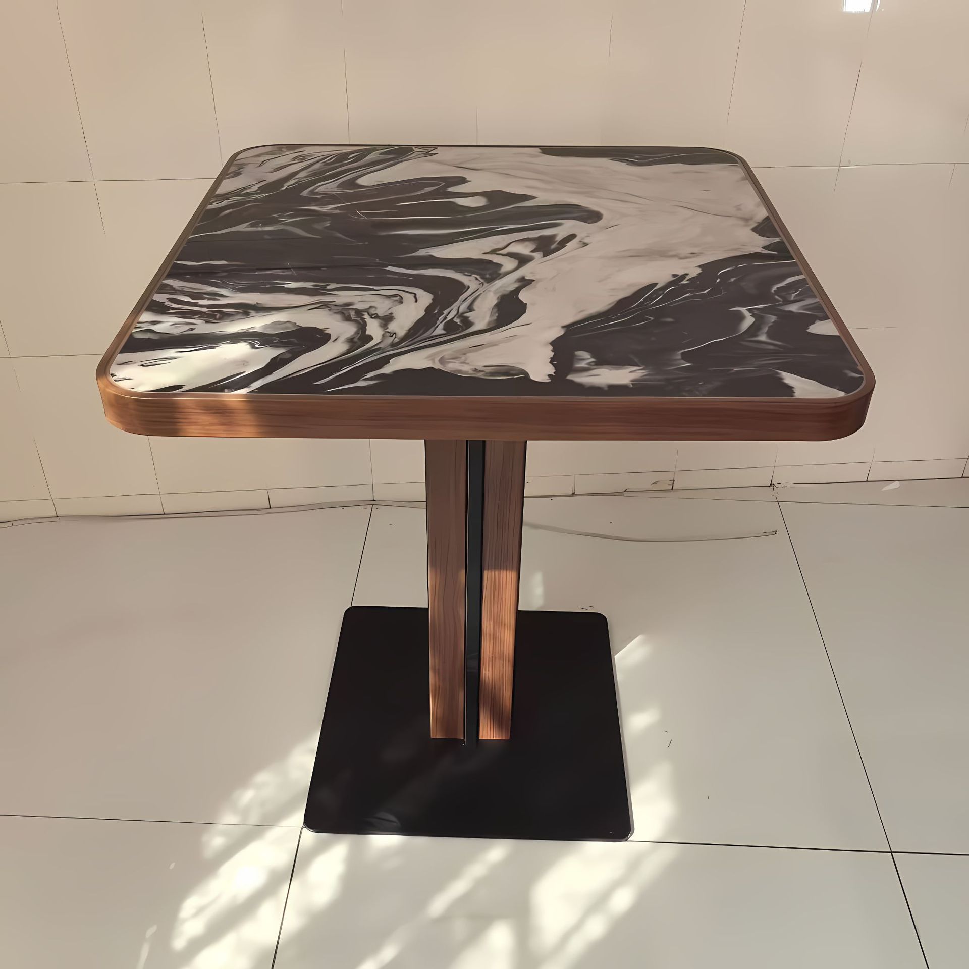 Original Factory Wholesale Solid Wood Tables for Coffee Shops, Restaurant Hot Pot Shop Induction Cooker Hot Pot Table and Chair Set Customization