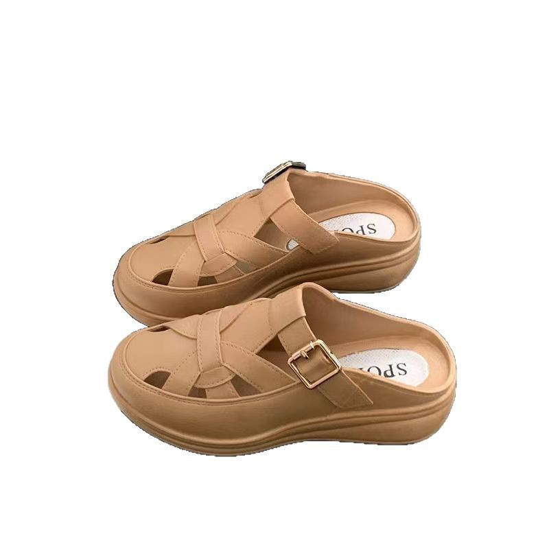 Women's Outdoor Slippers for Going Out, Trendy on Instagram, Thick-Soled Height-Increasing Sandals, Summer Home Non-Slip Closed-Toe Beach Shoes