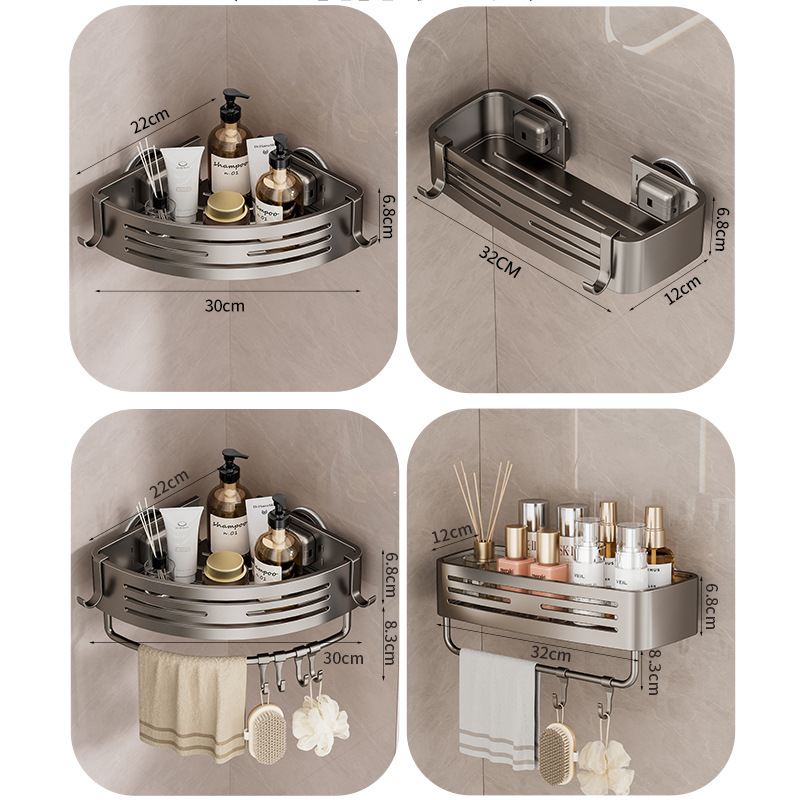 Suction-type Toilet Rack Punch-free Triangular Toilet Tripod Toilet Wall-mounted Bathroom Storage Shelf