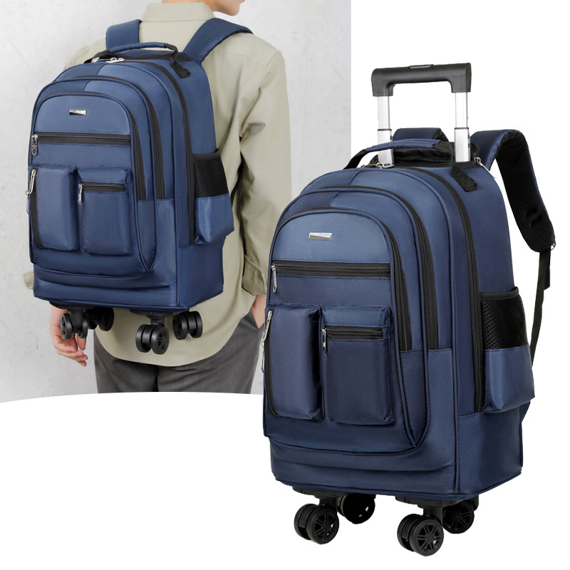 Business Trolley Backpack Foreign Trade Large Capacity Multi-Functional Double Backpack Student School Bag Portable Lightweight Short-Distance Trolley Bag