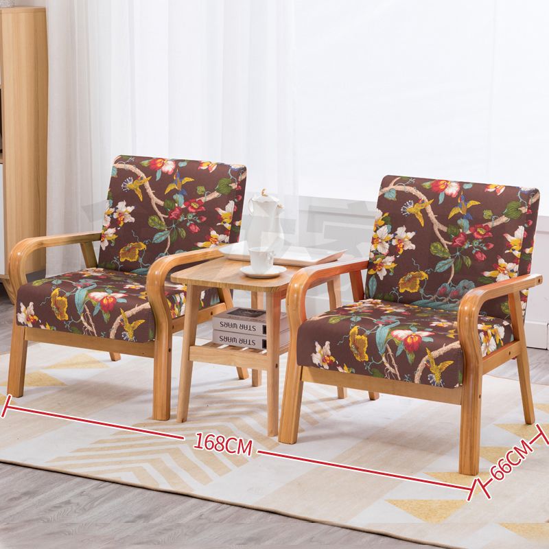 Single Sofa Simple Living Room Rental Small Sofa Internet Celebrity Bedroom Mini Double or Three Person Small Solid Wood Sofa Chair