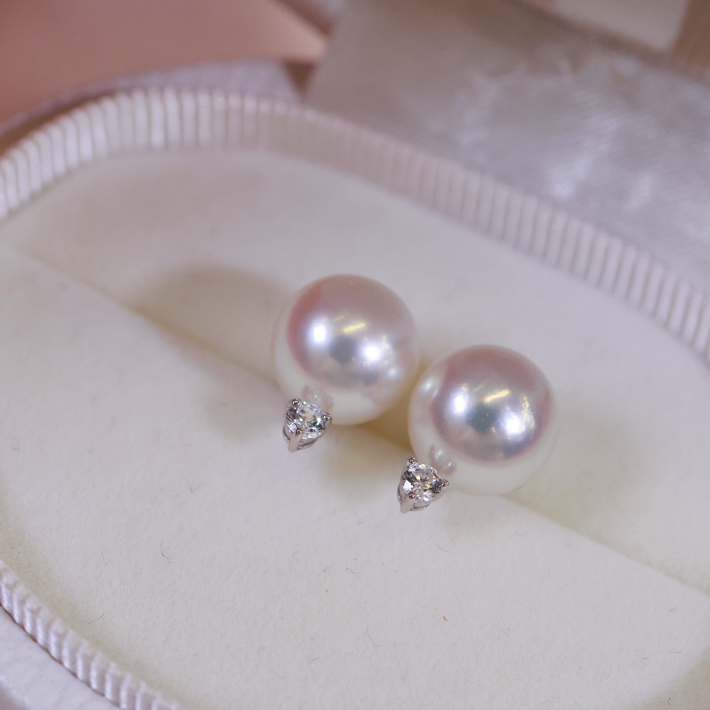 Аксессуары из платины Pt900 Серьги с толстыми цирконами, изображение с бусинами 9-10мм без бусин