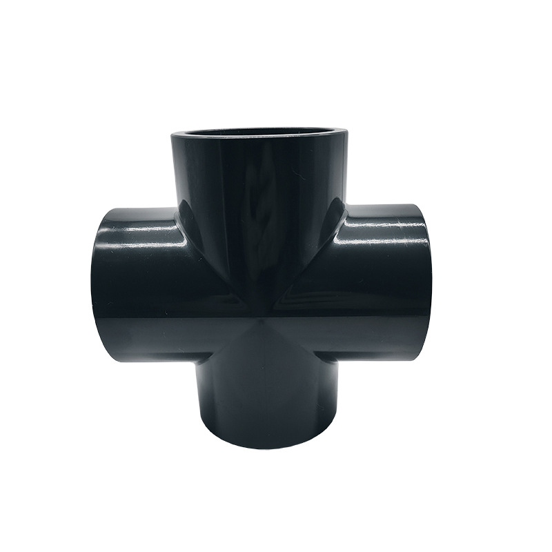 UPVC chemical positive four-way dark gray industrial 1.6Mpa acid and alkali resistant thickened UPVC water supply pipe fittings wholesale