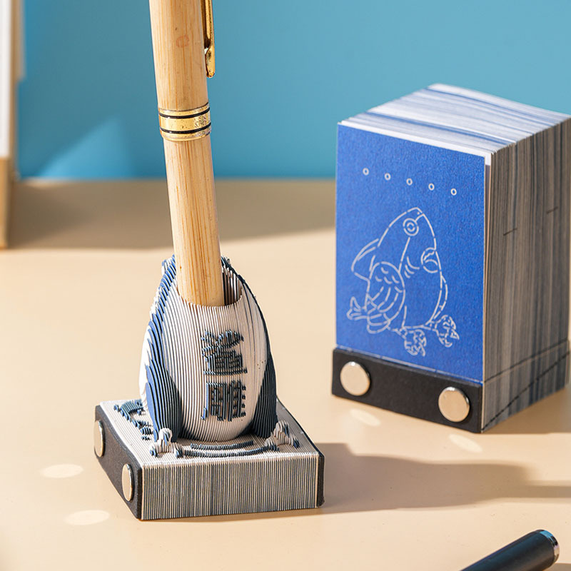 3D Paper Sculpture Shark Sculpture Stereo Note Pad Artwork Desk Calendar High-Looking Cute Sticky Notes Can Be Torn by Hand Without Stickiness
