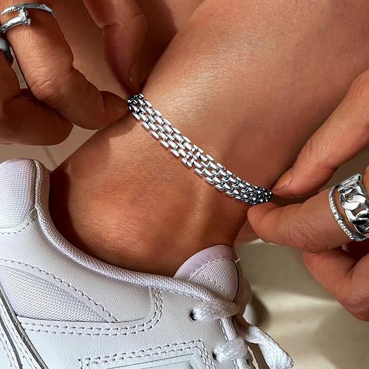Европейская и американская мода новый кубинский цепочный браслет с покрытием из 925 серебра преувеличенный универсальный толстый цепочный браслет широкие пляжные аксессуары для ног