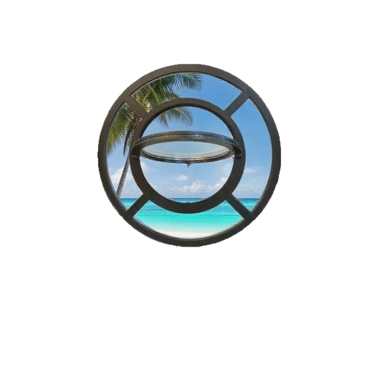 Aluminum Alloy Central Axis Rotating Round Window Custom Landscape Round Glass Window Internet Celebrity Central Suspension Round Window Attic Moon Window