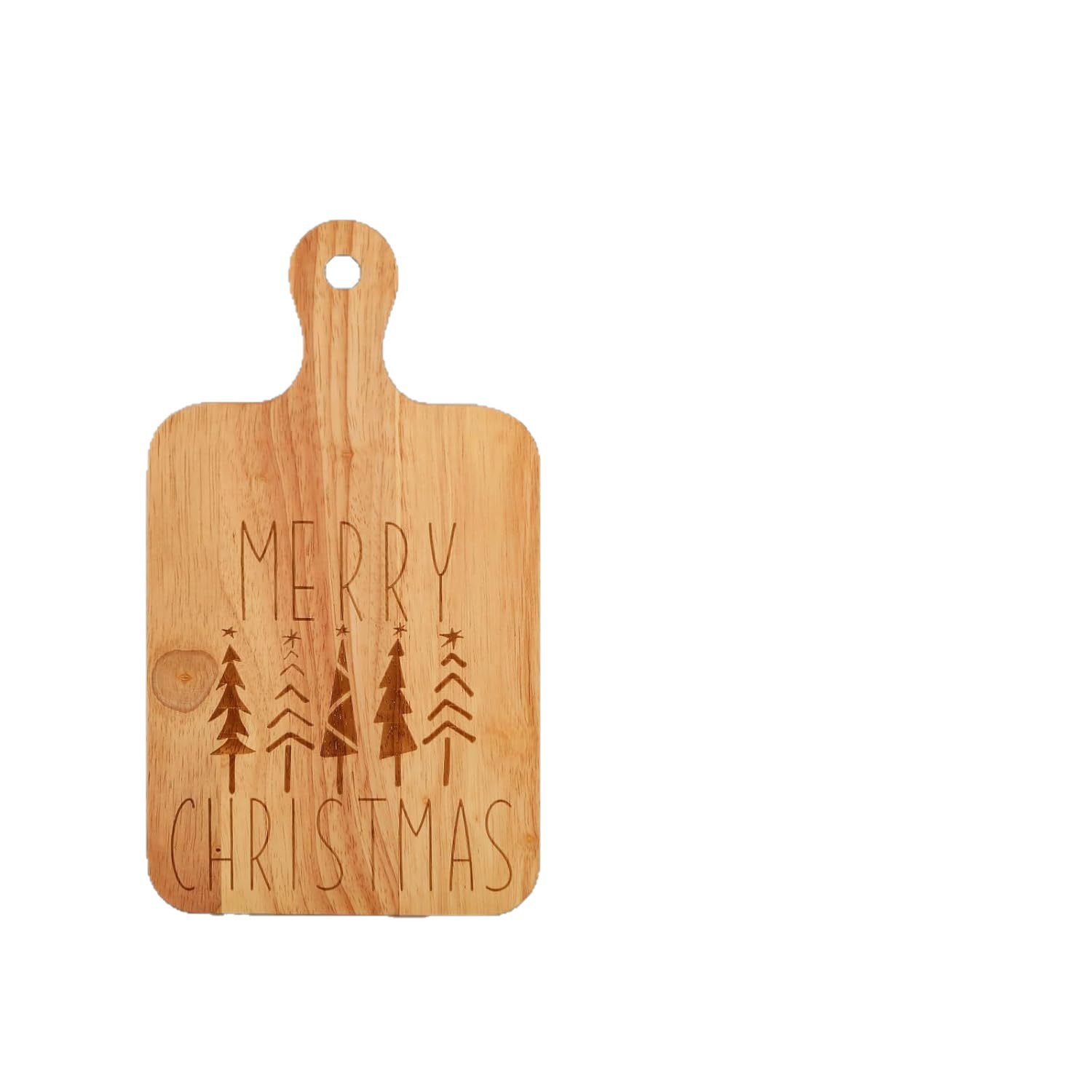 Wooden Christmas Cutting Board Household Rubber Wood Small Tray with Handle Double-Sided Cheese Plate Pizza Cheese Plate