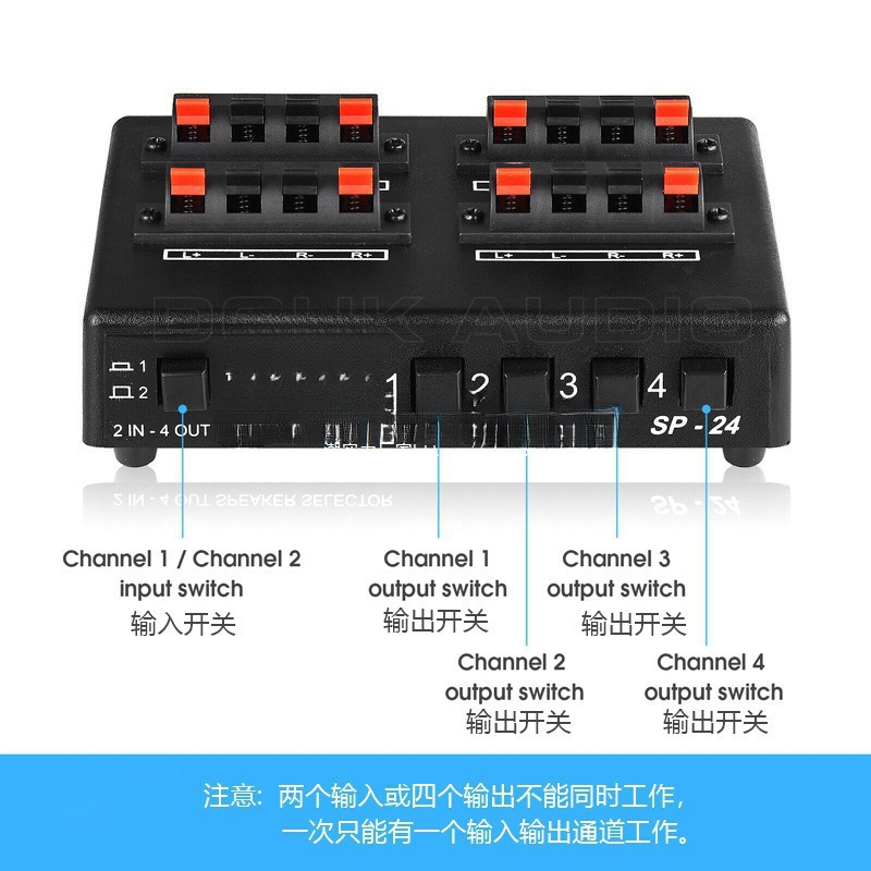 2-in 4-Out Speaker Audio Switcher Controller Selector Amplifier for Home Use (Banana Plug) Leidezhu