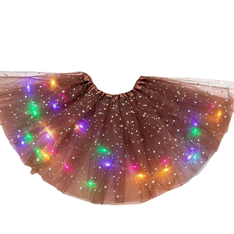 ins Foreign Trade European and American Children's Sequins with Light Luminous tutu Skirt Luminous Half-length Mesh Skirt Led Light tutu Skirt