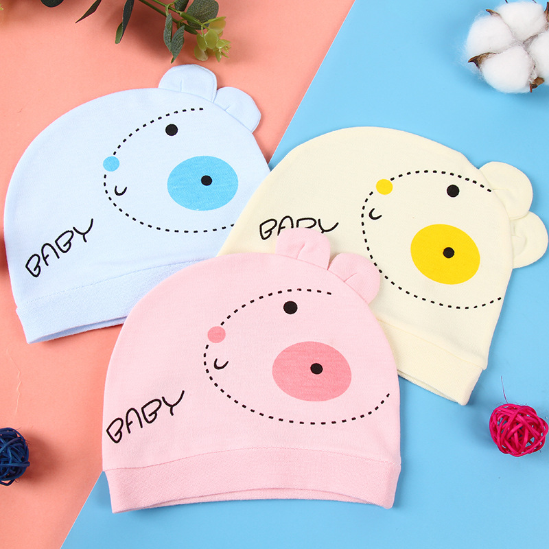 Spring and Summer Newborn Single-Layer Fetal Cap Binaural 0-3 Months Infant Soft Confinement Cap New Baby Windproof Cap