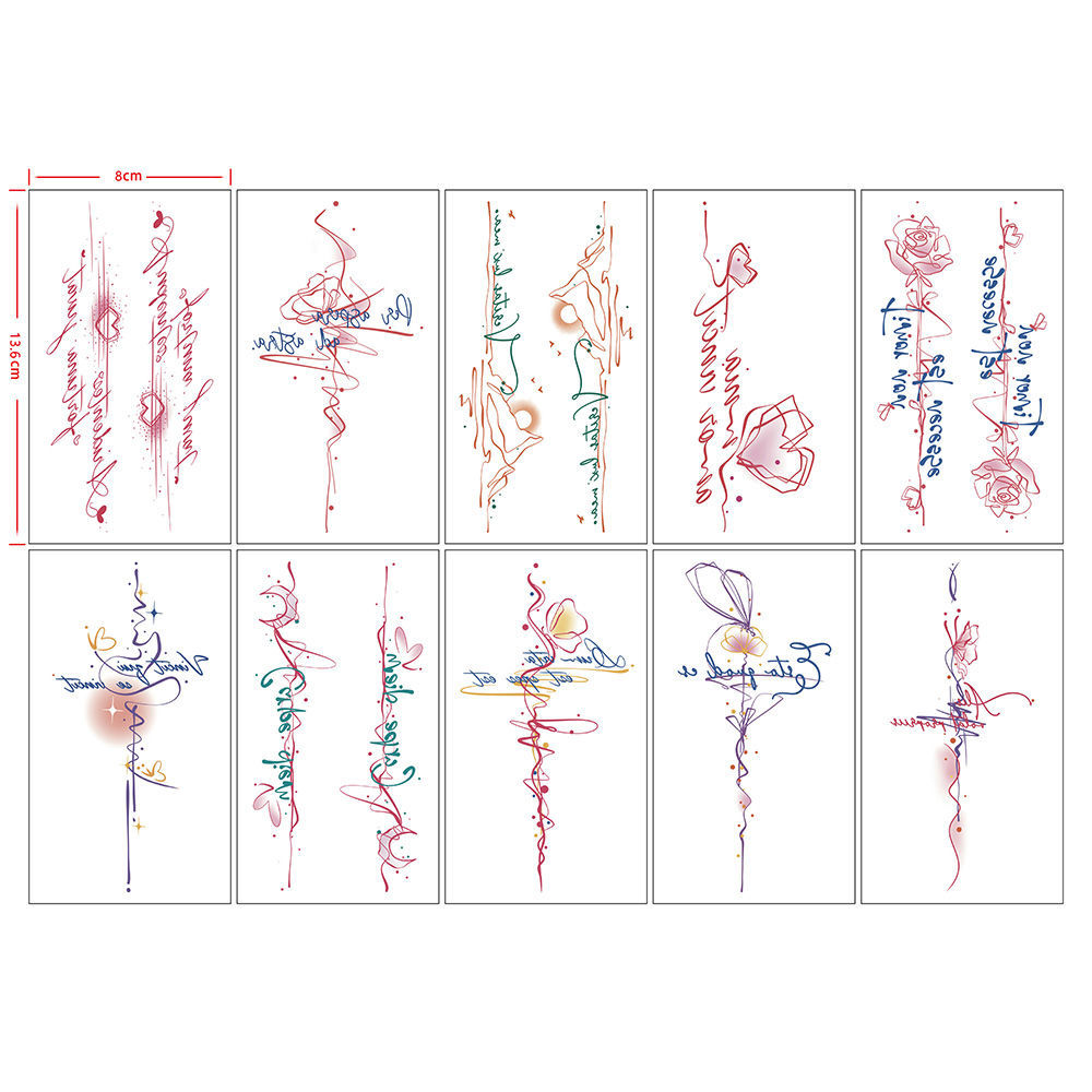 Poetic Latin Tattoo Stickers for Women, Waterproof, Long-Lasting, Beautiful Scar-Covering Calf Color Text Clavicle Tattoo Stickers