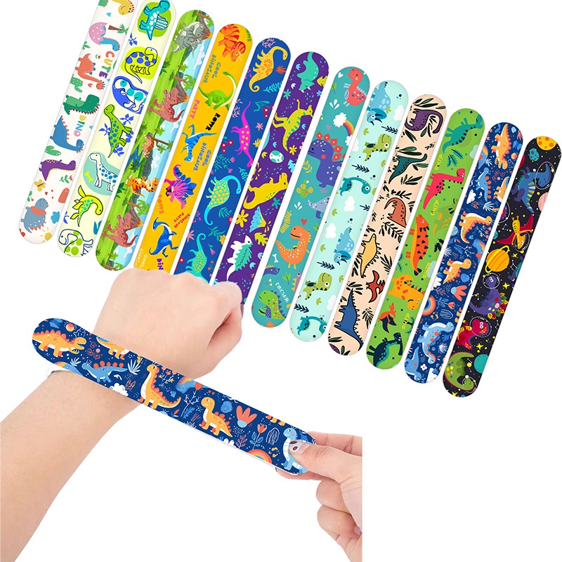 New Jurassic World Dinosaur Snap Circle Retro Footprint Party Pvc Pat Children's Bracelet Toy