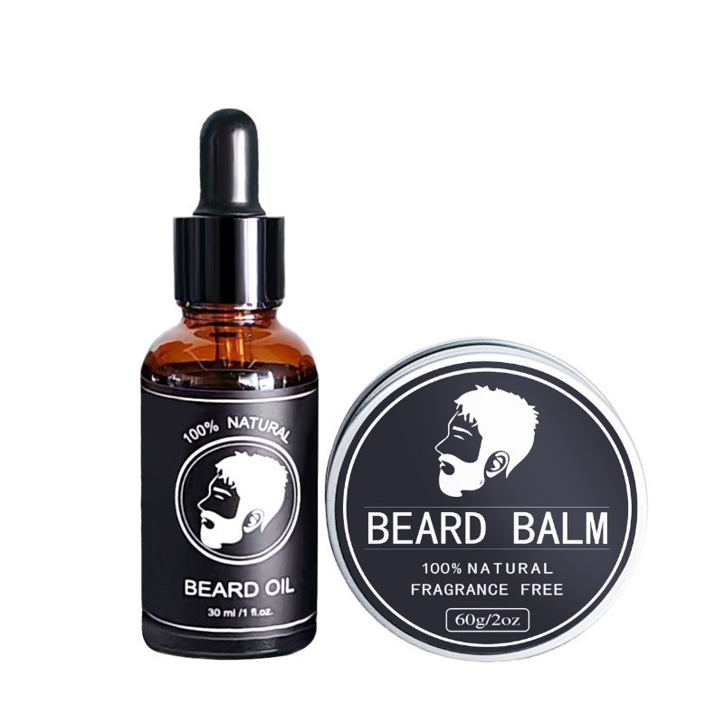 Cross-Border Men's Beard Care Set Beard Oil Foreign Trade Beard Cream Wax Beard Growth Oil English Packaging Ready Stock