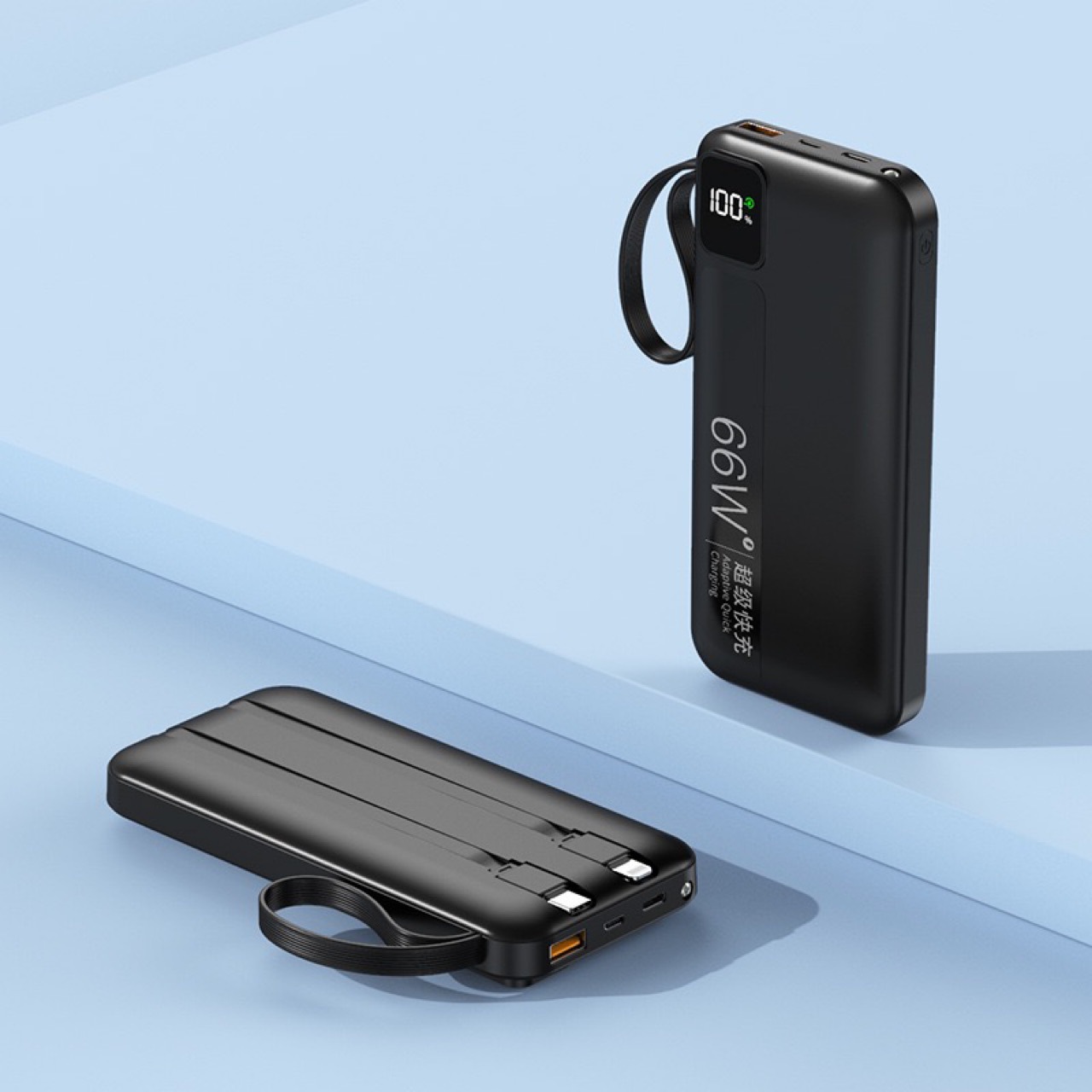 Портативный зарядный банк 66W, 20000 мАч, большой емкости, ультратонкий, подходит для универсальных мобильных телефонов