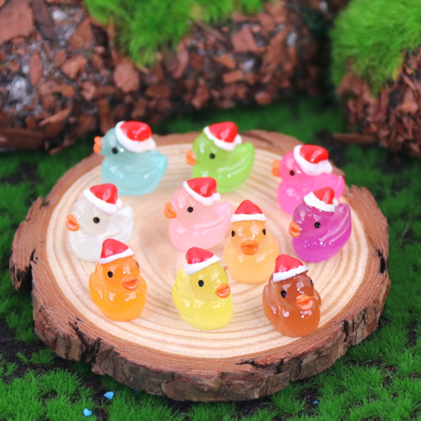 Colorful cartoon Three-dimensional luminous Christmas duck micro landscape succulent moss plant decoration handmade DIY jewelry