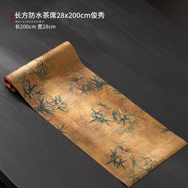 Чайный коврик из Xiangyun Yarn Жаккардовый столик Льняная ткань и хлопок Коврик для сухих пузырьков Водонепроницаемая ткань Чайный коврик Новый китайский стиль Винтажный чайный коврик