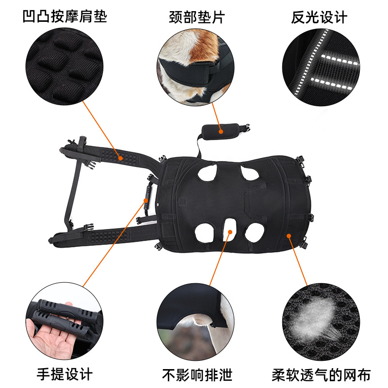 Doremi dog backpack pet outdoor large dog horizontal backpack bag disabled elderly dog protection adjustable backpack