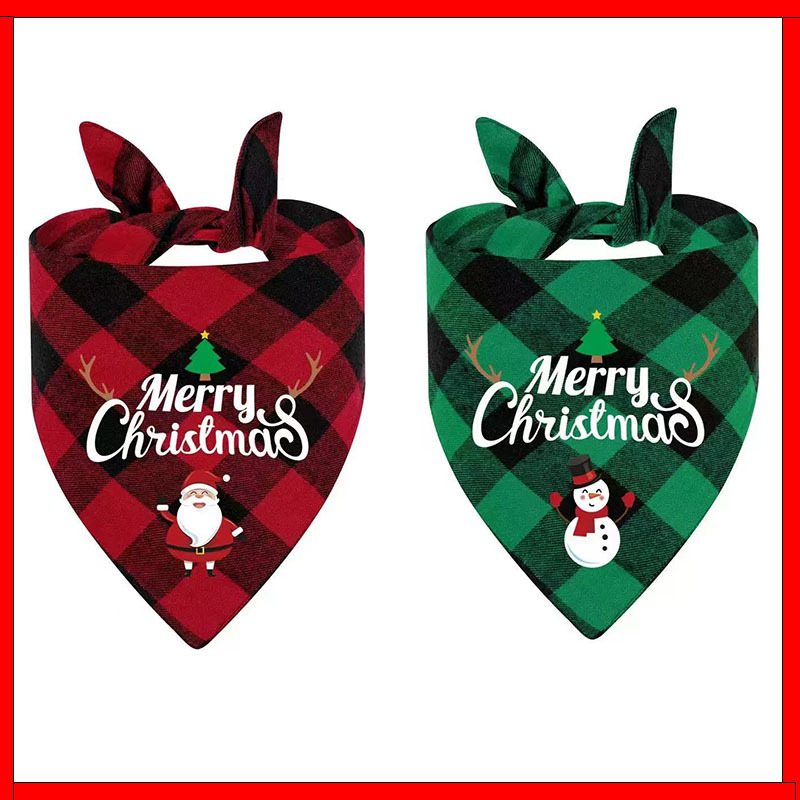рождественский треугольный шарф для собак, кросс-бордерный шарф для питомцев, шарф для кошек с принтом