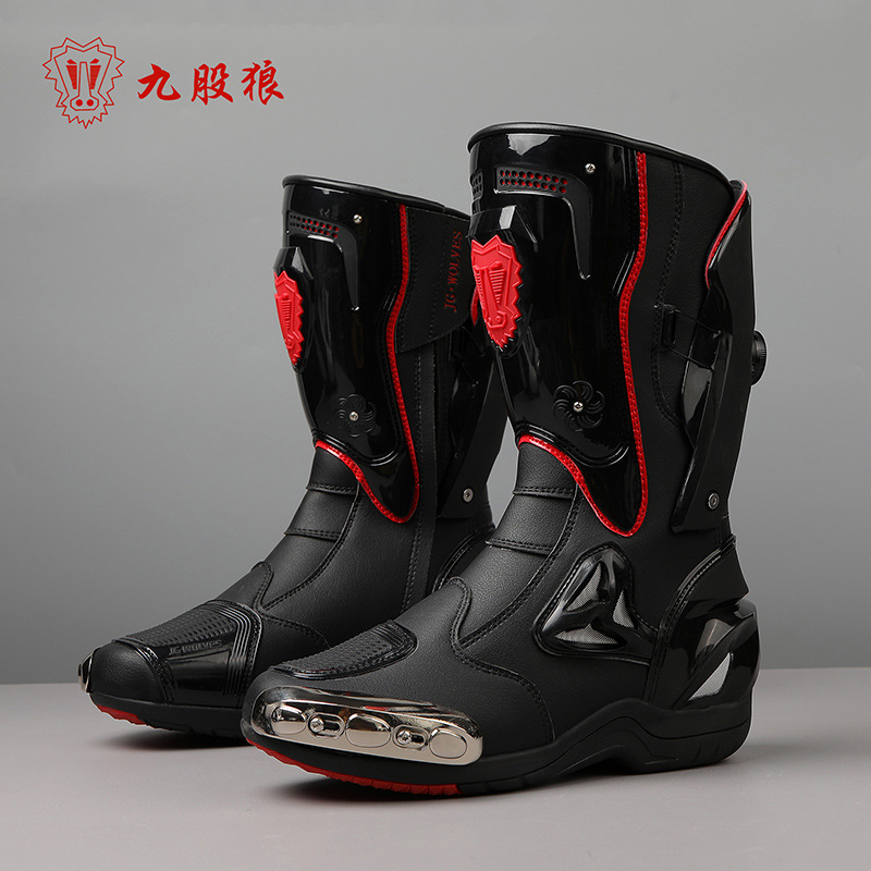 Jg Wolves/Nine-Strand Wolf Professional Motorcycle Cycling Boots Road Track Racing Sports Protective Shoes Motorcycle Shoes
