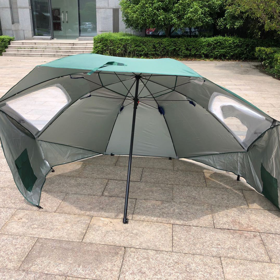 2.4m Portable Beach Tent Umbrella Multifunctional Canopy Camping Team Canopy Large Fishing Umbrella Parasol Canopy