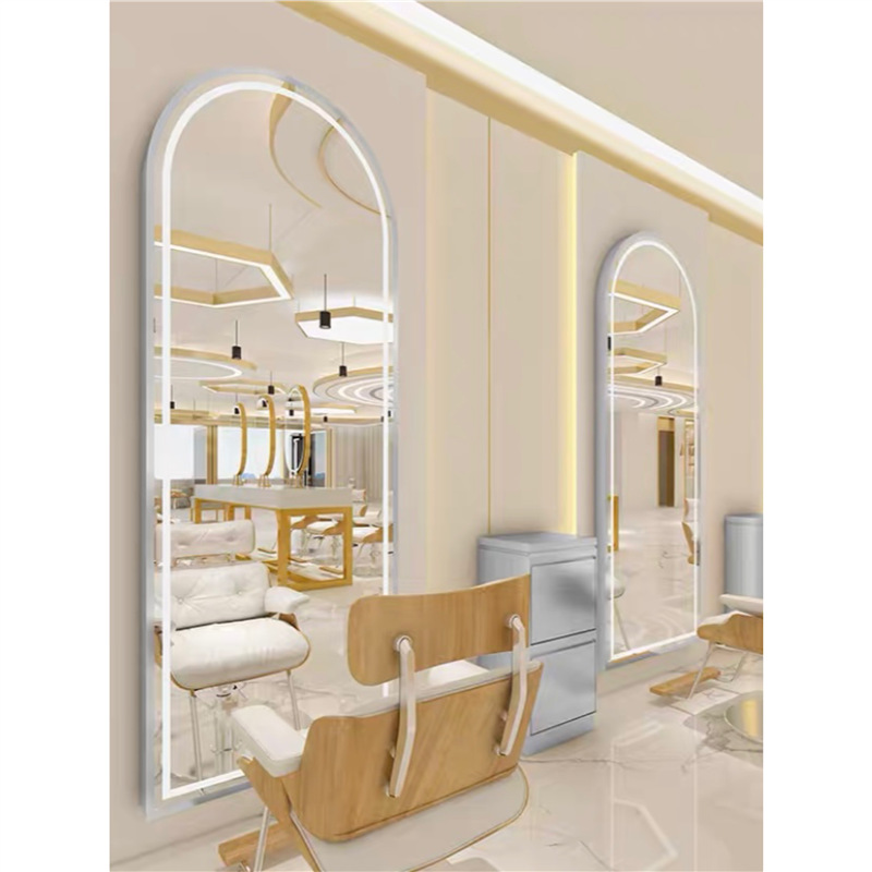 Internet Celebrant Barber Shop Mirror Table Hair Salon Special Wall-mounted Simple Hairdresser Floor Mirror LED Perm Dyeing Mirror Table Touch Control