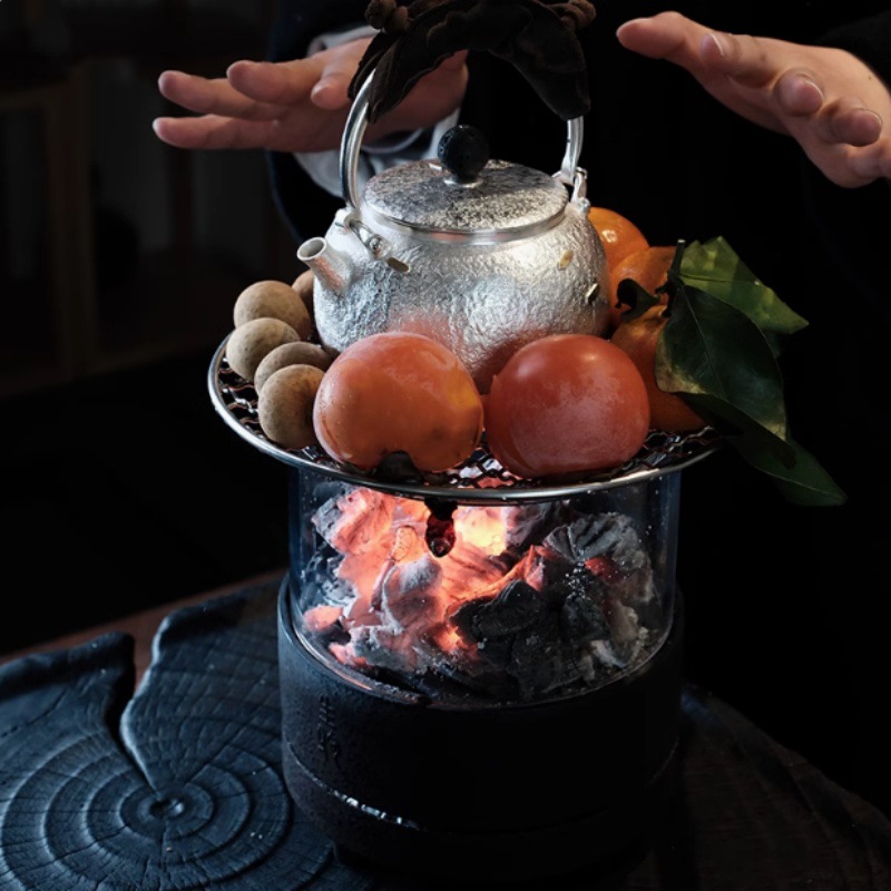 Encircling Stove to Boil Tea Japanese Stove Things Considerable Fire Carbon Stove Cast Iron Household Tea Room Outdoor Tea Boiling Stove Tea Boiler