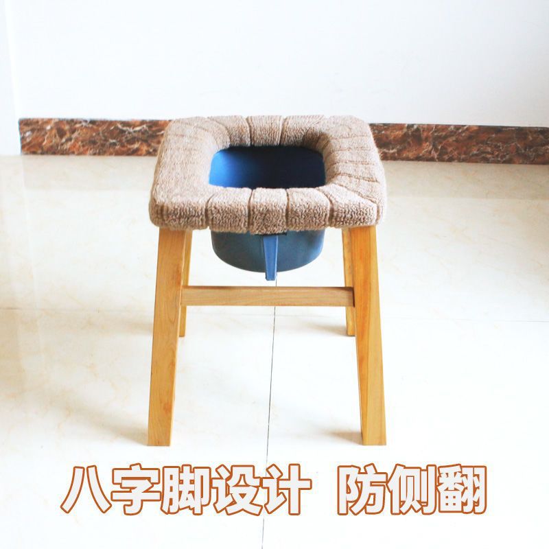Solid Wood Elderly Toilet Chair with Armrests, Mobile Toilet Stool for Home Use, Squat Toilet Conversion for the Elderly