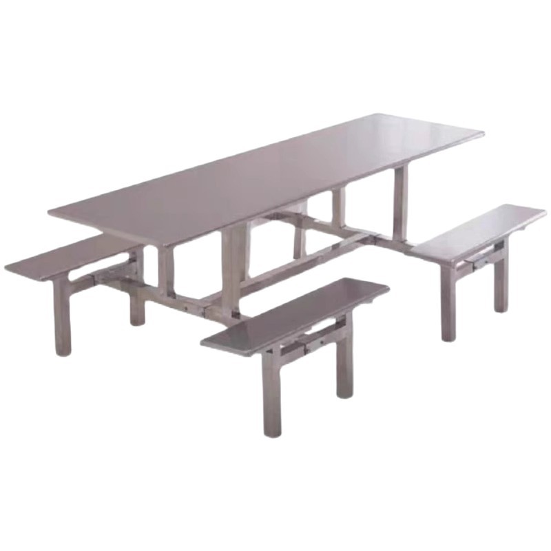 School Student Canteen Stainless Steel Dining Table and Chairs Staff Hospital Factory Canteen 4 People 6 People 8 People Conjoined Fast Food Table
