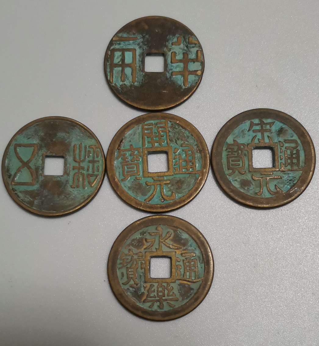 Ретро антикварные медные деньги Цин полумонеты Хан пять юаней