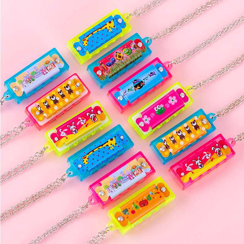 Children's Mini Harmonica Necklace 4 Holes 4 Tone Playing Harmonica Musical Instruments Kindergarten Small Gifts Practical for the Whole Class