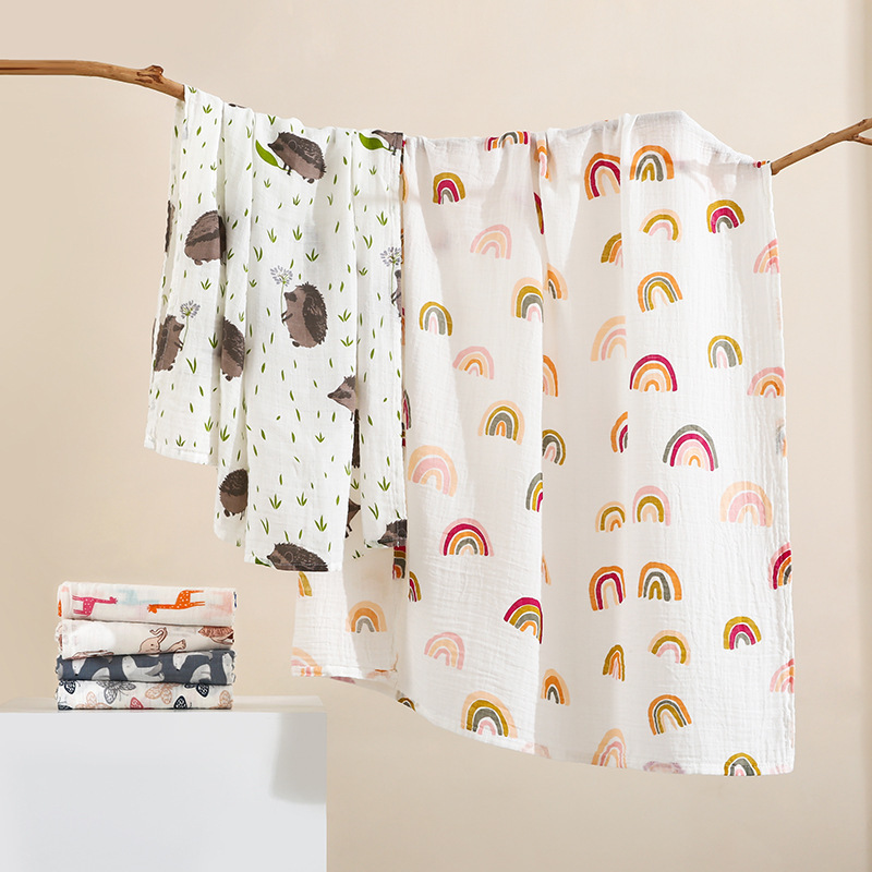 Amazon Musilin Pure Cotton Gauze Swaddle Kidsren's Bath Towel Newborn Swaddling Towel Ins Cross-Border Baby Swaddle