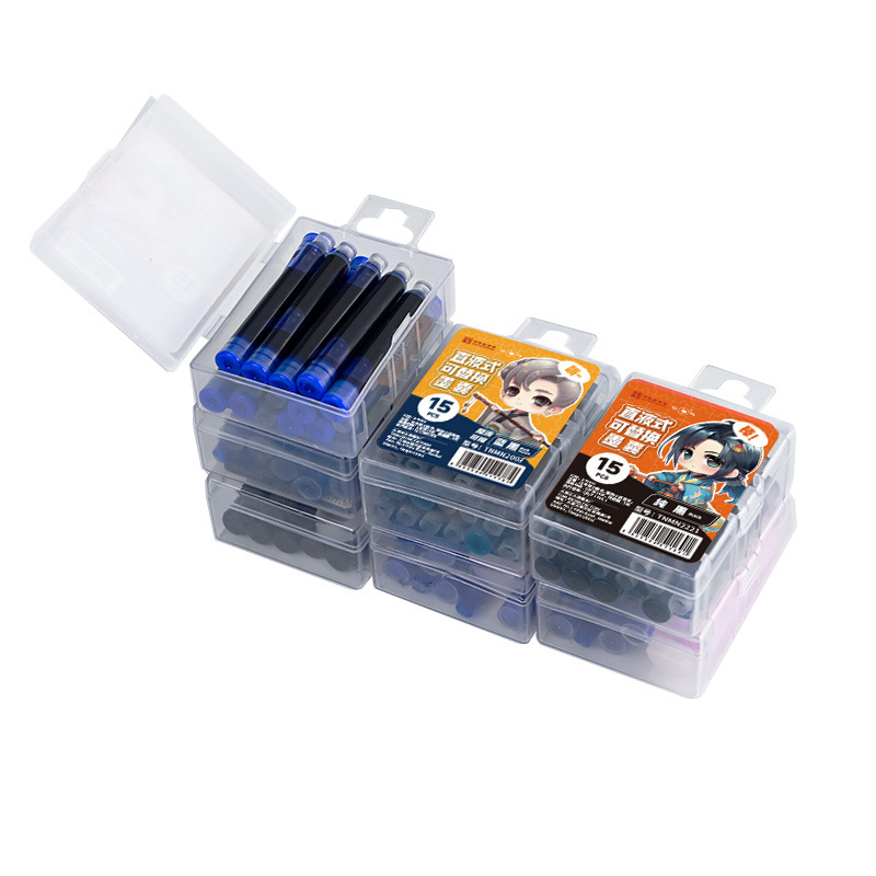 Ostrich Ink Magic Pen Can Be Replaced with 3.4 Caliber for Primary School Students to Practice Calligraphy 15 Fountain Pens and Ink Bags to Give Small Gifts