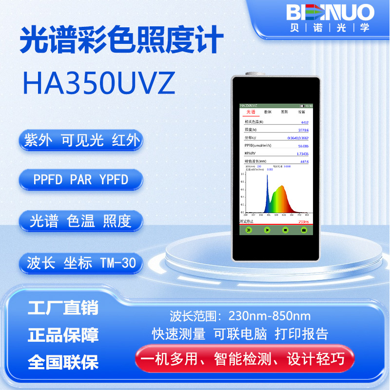 Измеритель спектральной освещенности HA350UVZ цветовая температура тестирования длина волны спектра освещенности цветовые координаты портативный спектрометр