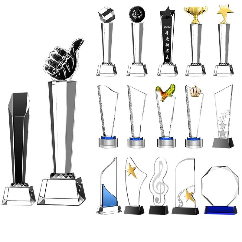 2025 Creative Crystal Trophy Gift Basketball Football Award Ornament Children's Champion Badminton White Crystal Trophy